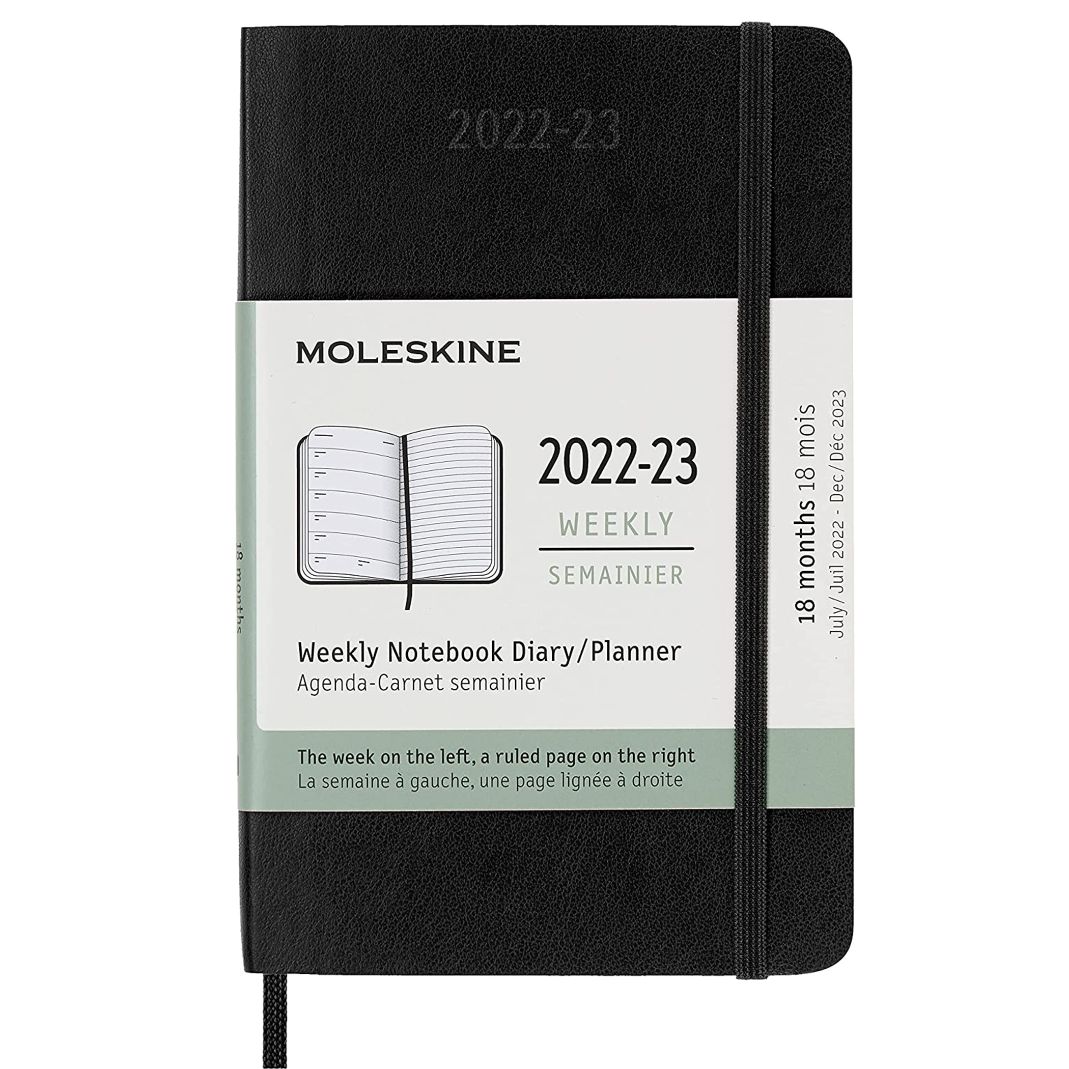 Moleskine 2021-2022 Weekly Planner, 18M, Pocket, Black, Soft Cover (3.5 x 5.5)