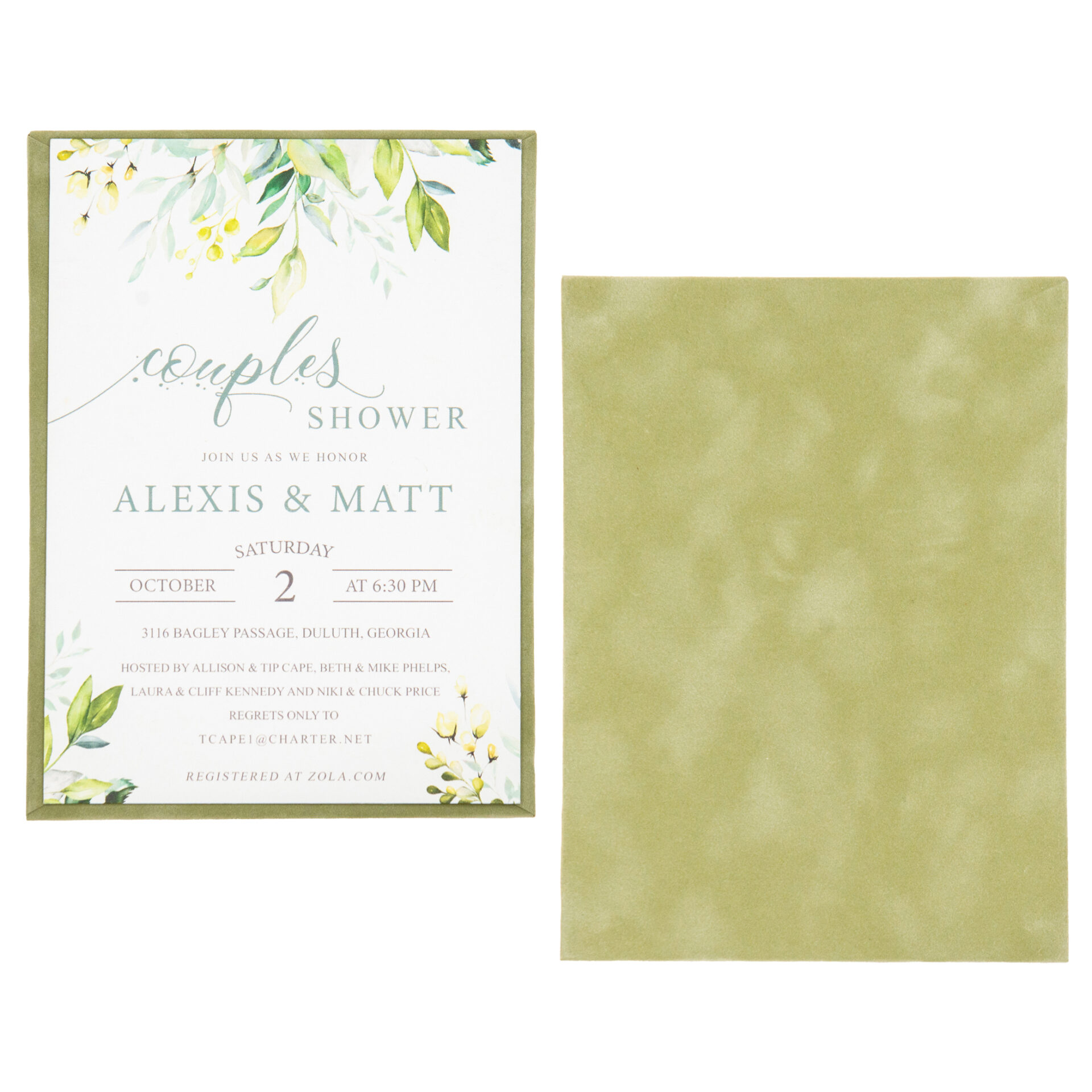 Suede Invitation Panel (Panel Only) - Asparagus