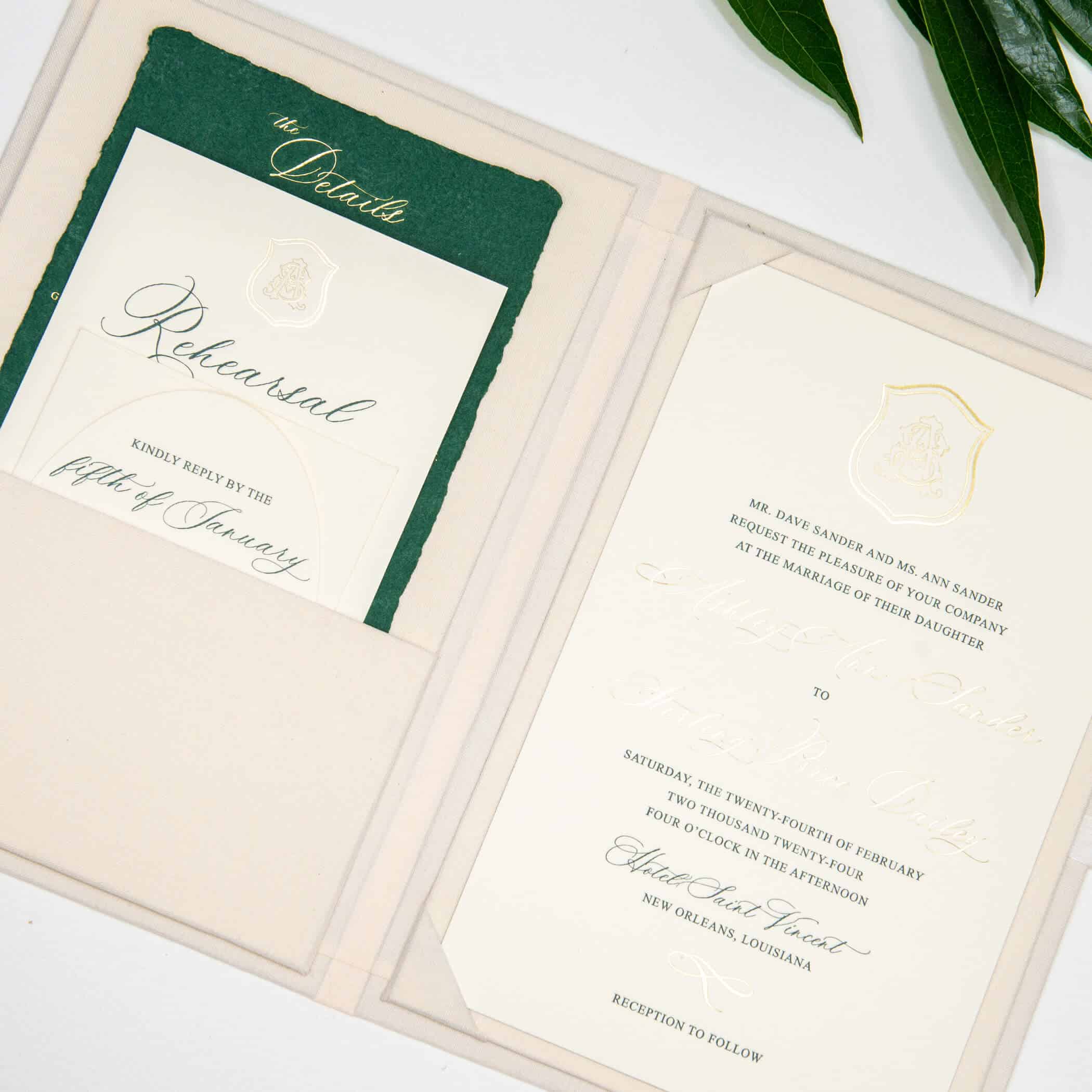 Fabric Invitation Folio with Corners