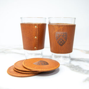 PERSONALIZED LEATHER WRAPPED PINT GLASS SET