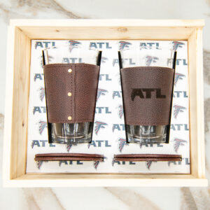 PERSONALIZED LEATHER WRAPPED PINT GLASS SET