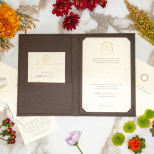 Chocolate Linen Invitation Folio